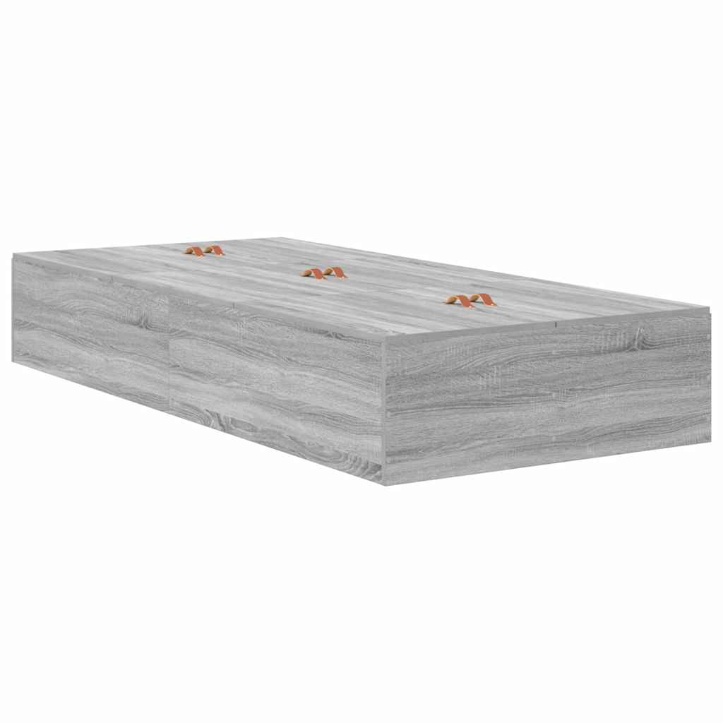 Krevet s ladicama Siva Sonoma 90 x 200 cm Konstruirano drvo