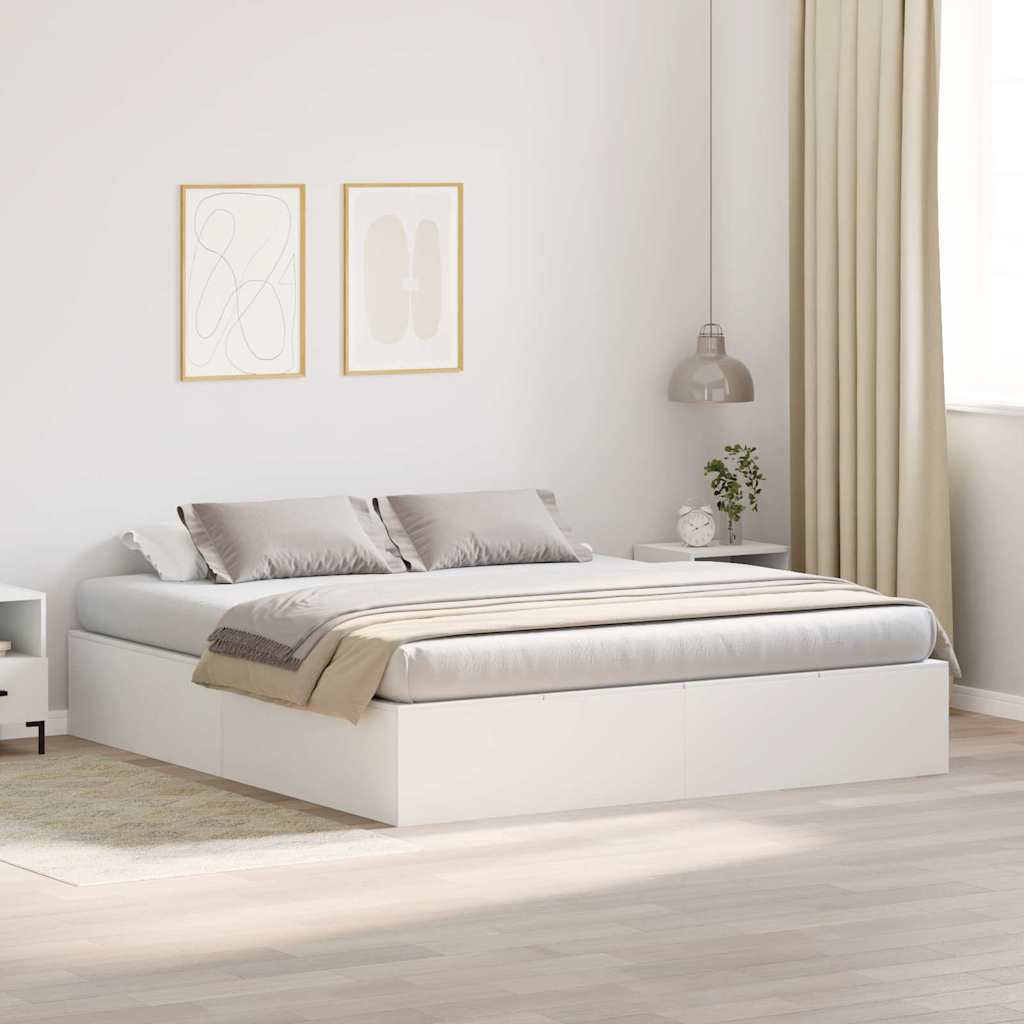 Krevet s ladicama Bijelo 200 x 200 cm Konstruirano drvo