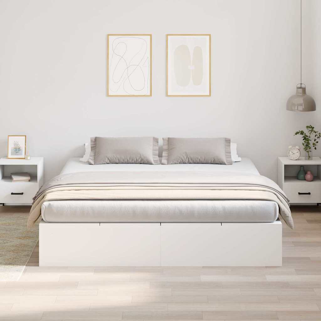Krevet s ladicama Bijelo 200 x 200 cm Konstruirano drvo