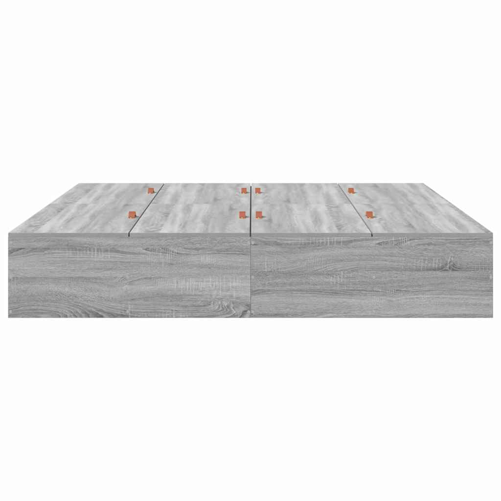 Krevet s ladicama Siva Sonoma 200 x 200 cm Konstruirano drvo