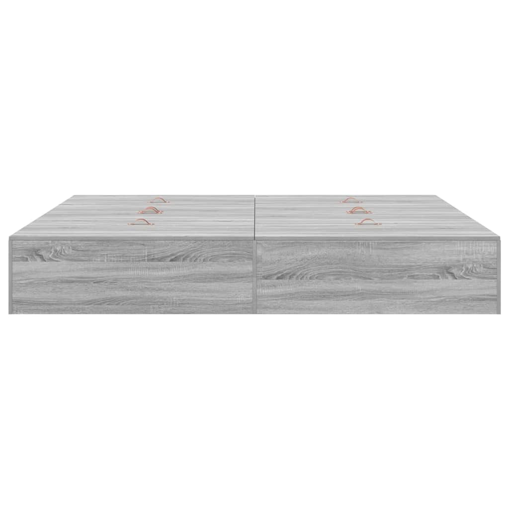 Krevet s ladicama Siva Sonoma 200 x 200 cm Konstruirano drvo