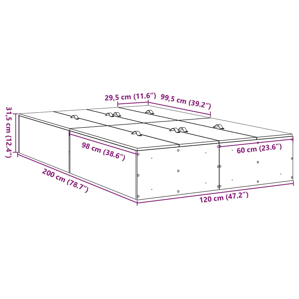 Krevet s ladicama Bijelo 120 x 200 cm Konstruirano drvo