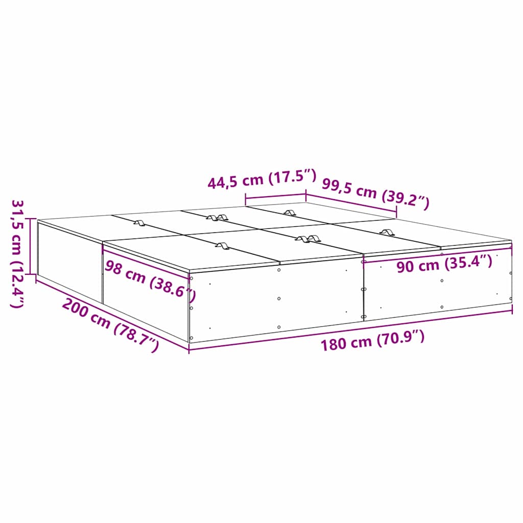 Krevet s ladicama Bijelo 180 x 200 cm Konstruirano drvo