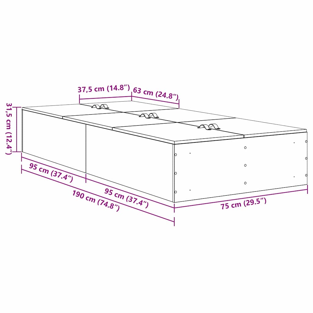 Krevet s ladicama Staro drvo 70 x 190 cm Konstruirano drvo