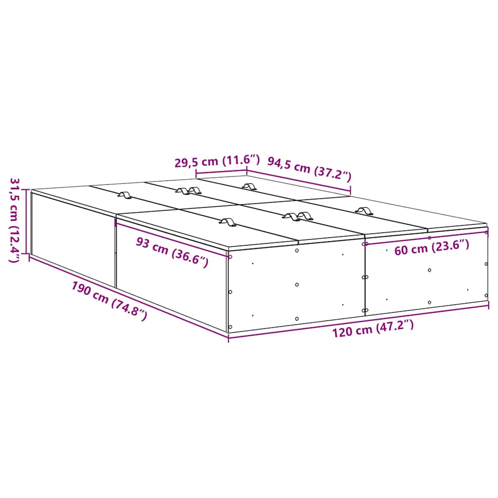 Krevet s ladicama Bijelo 120 x 190 cm Konstruirano drvo