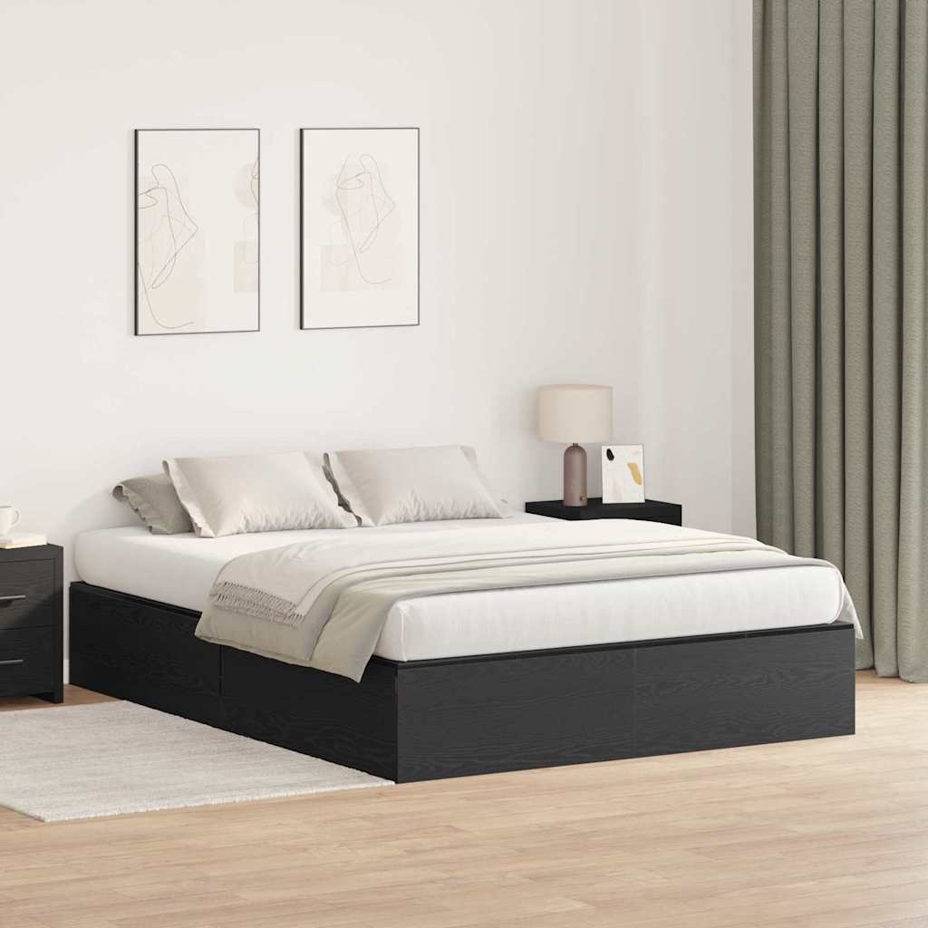 Krevet s ladicama Crni hrast 140 x 190 cm Konstruirano drvo