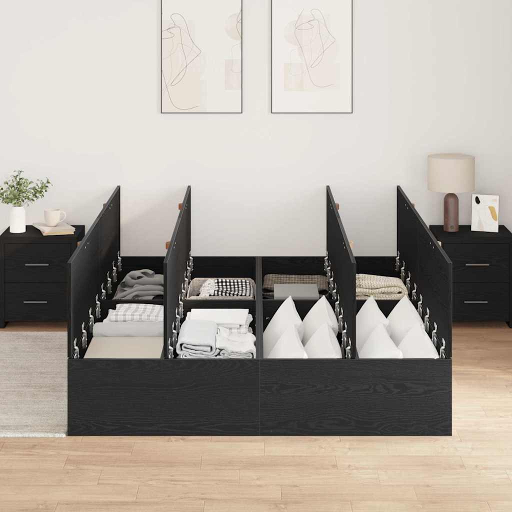 Krevet s ladicama Crni hrast 140 x 190 cm Konstruirano drvo