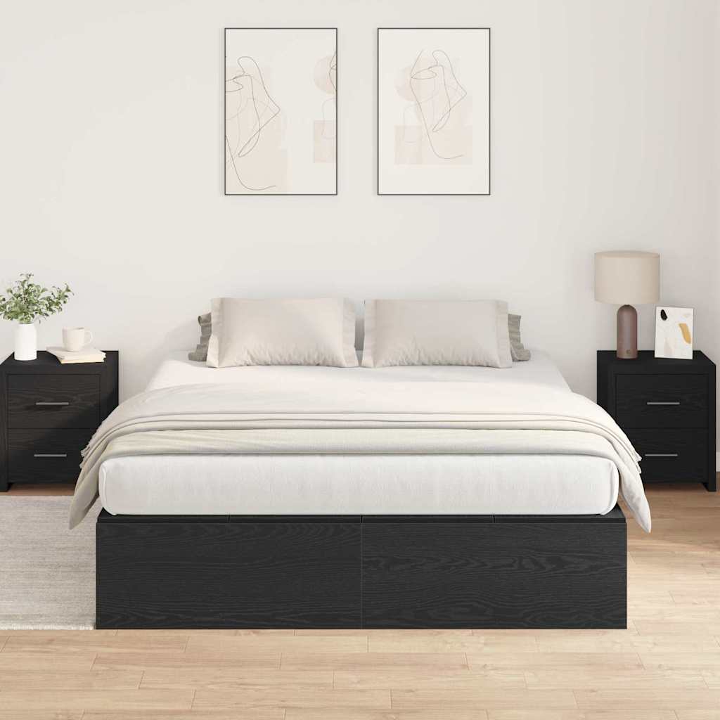Krevet s ladicama Crni hrast 140 x 190 cm Konstruirano drvo