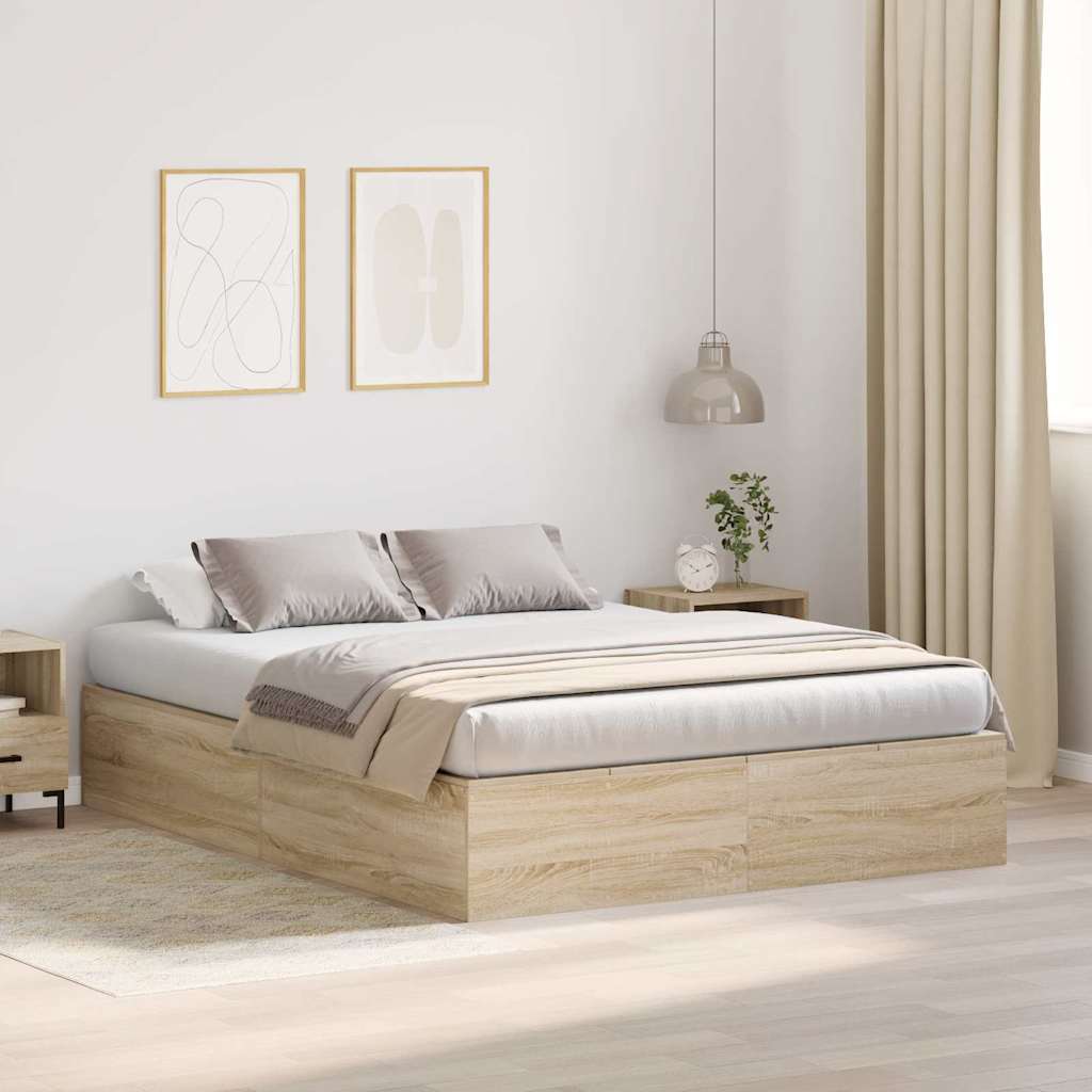 Krevet s ladicama Sonoma hrast 140 x 190 cm Konstruirano drvo