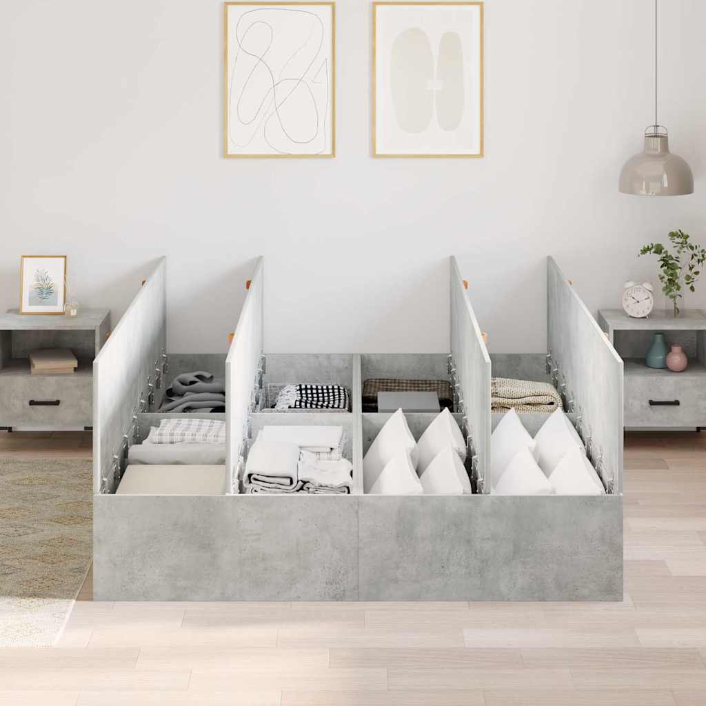 Krevet s ladicama Betonski sivi 140 x 190 cm Konstruirano drvo