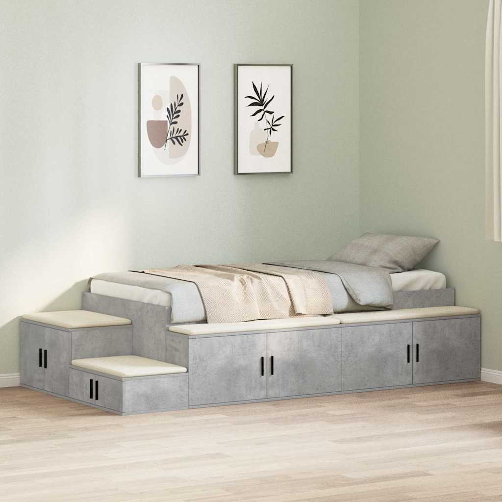Krevet s ladicama Betonski sivi 75 cm Konstruirano drvo