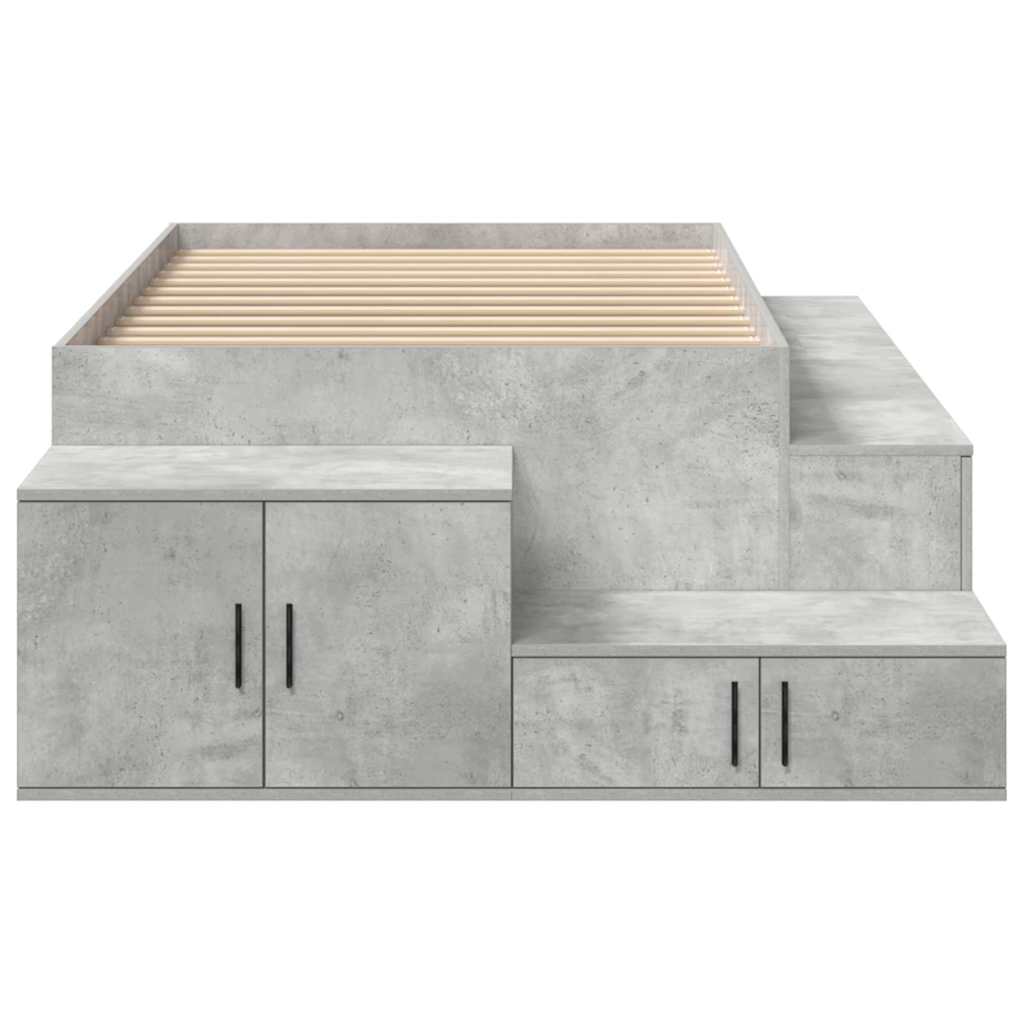 Krevet s ladicama Betonski sivi 75 cm Konstruirano drvo