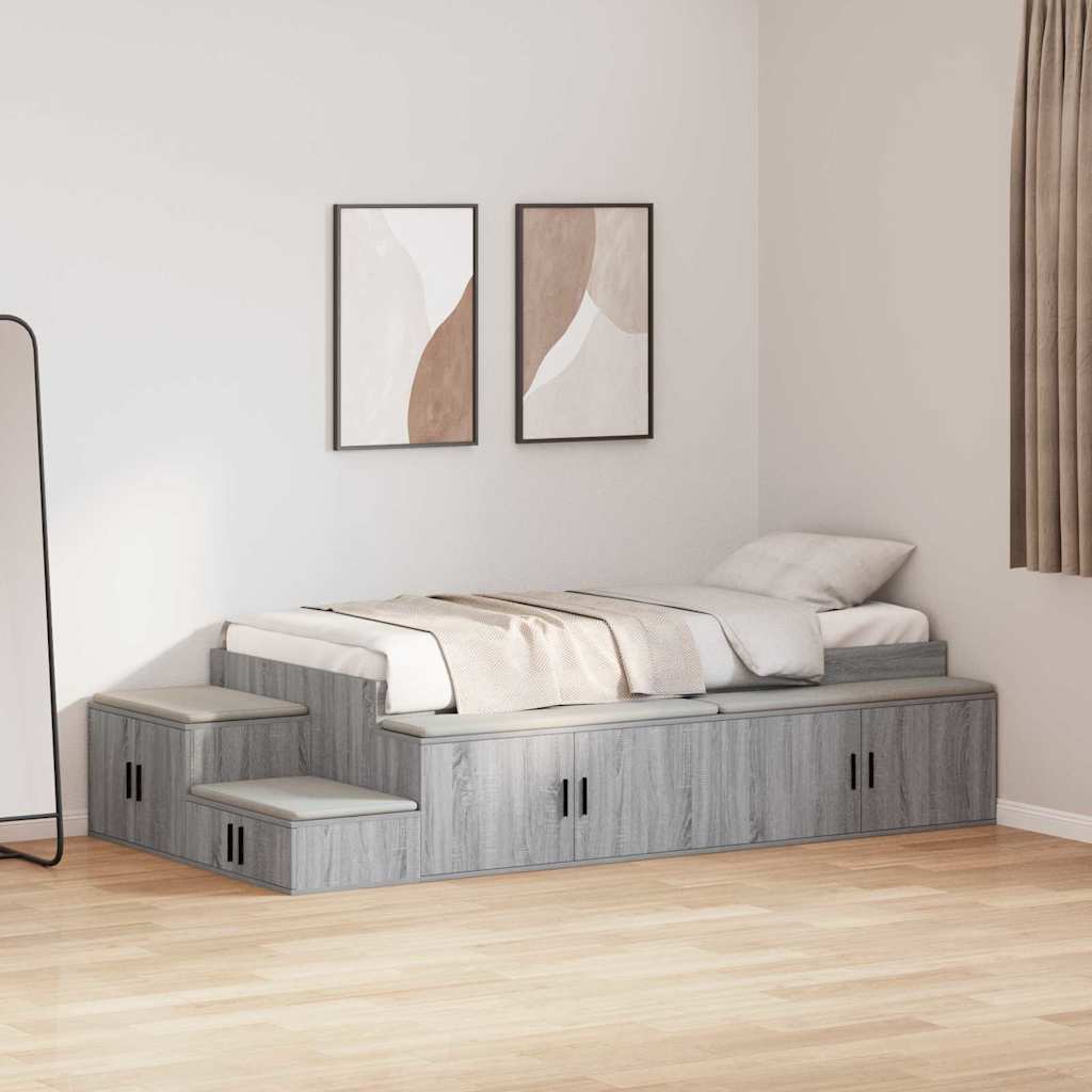 Krevet s ladicama Siva Sonoma 75 cm Konstruirano drvo