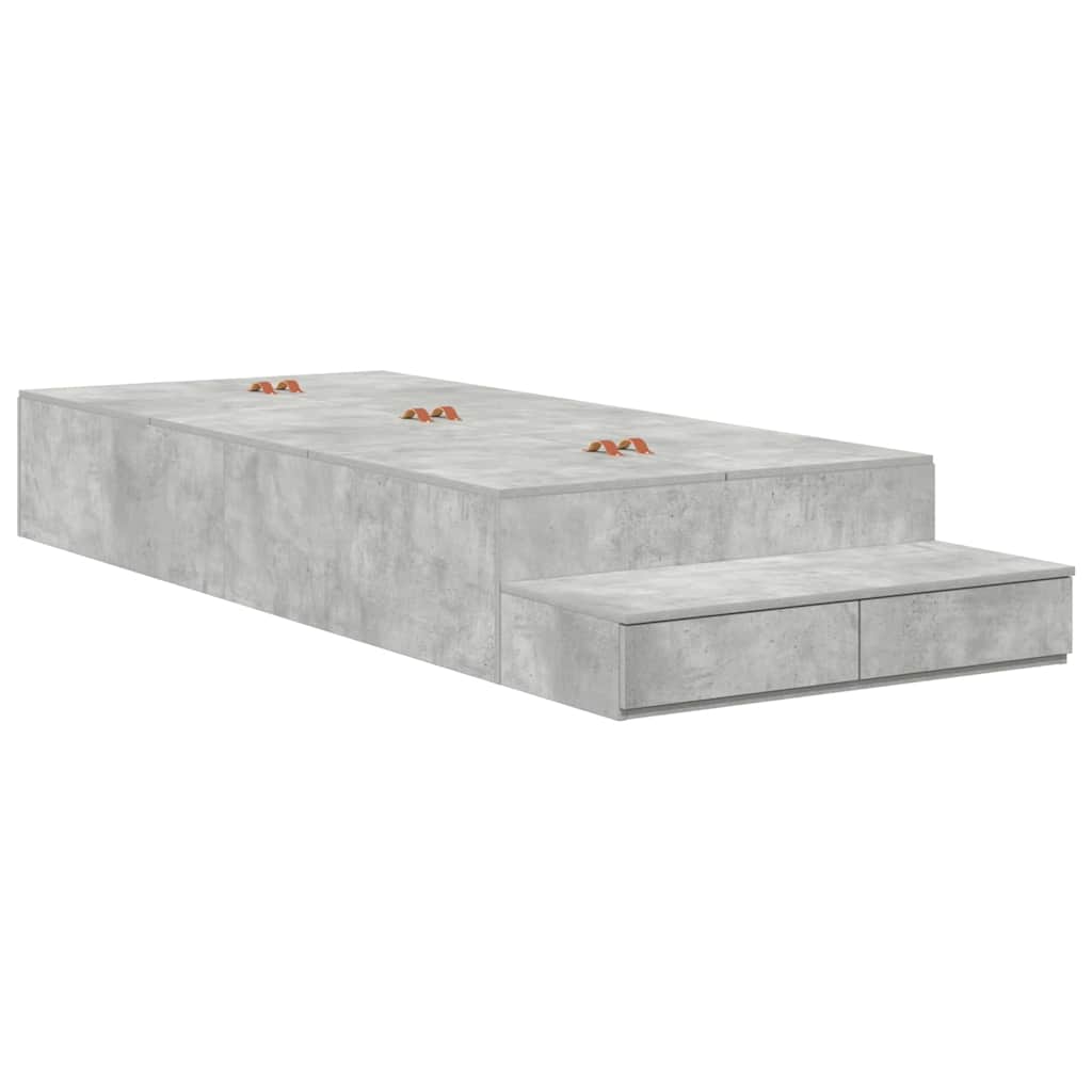 Krevet s ladicama Betonski sivi 80 cm Konstruirano drvo