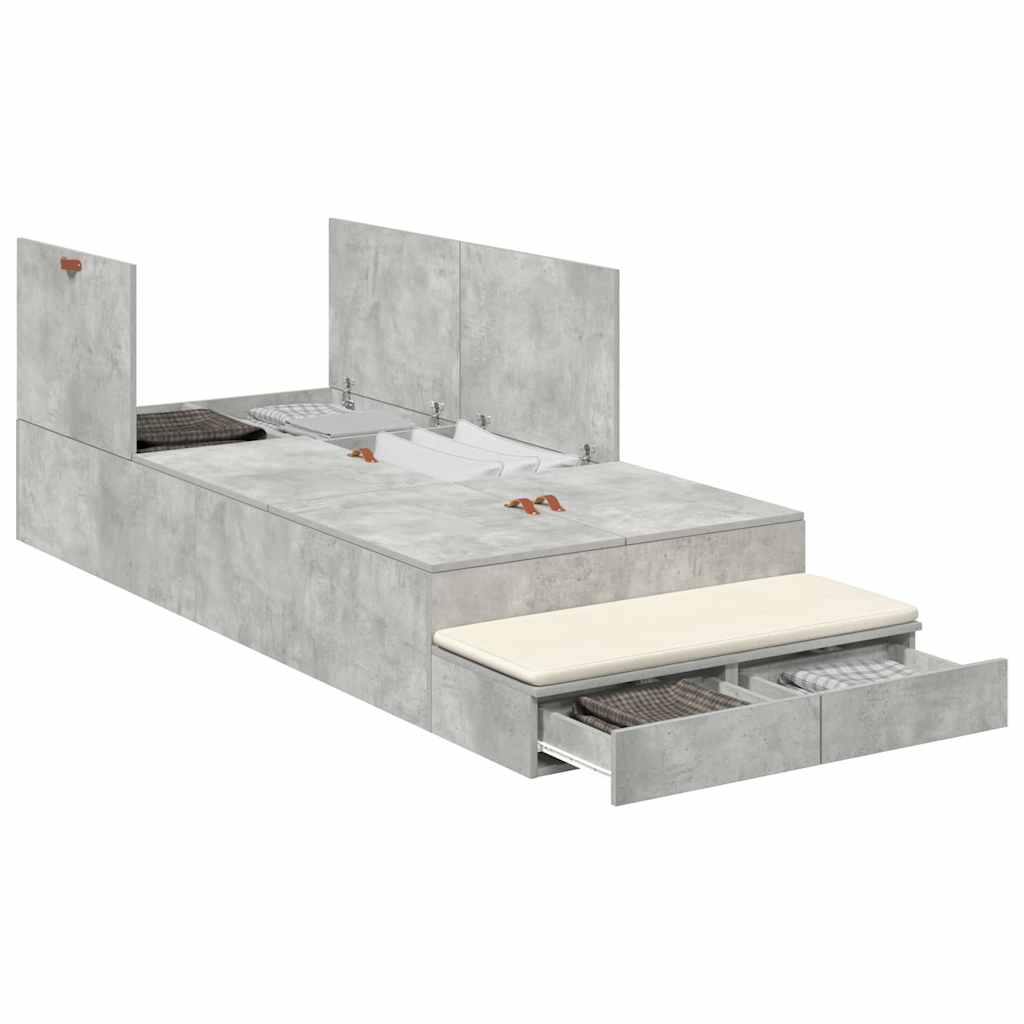 Krevet s ladicama Betonski sivi 80 cm Konstruirano drvo