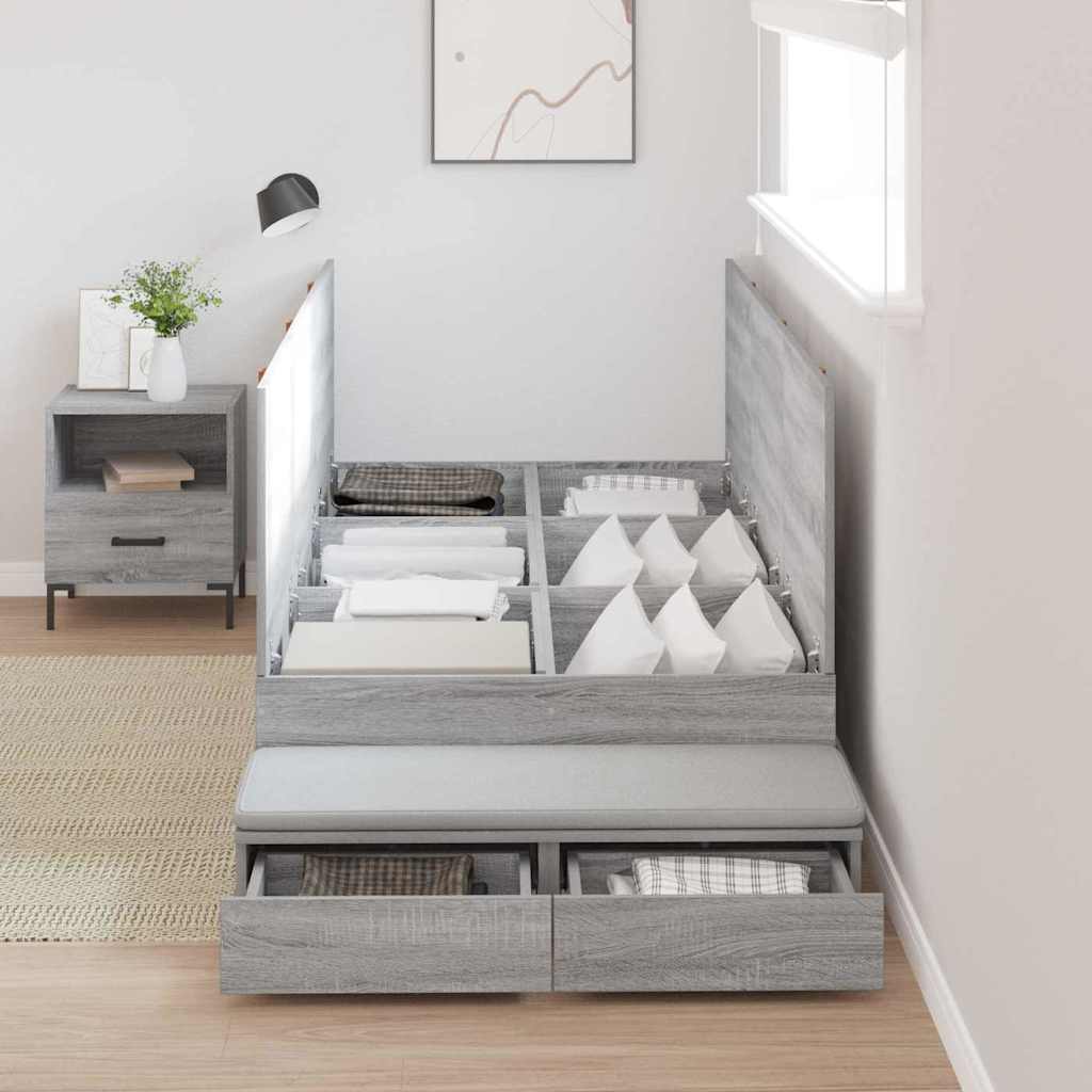 Krevet s ladicama Siva Sonoma 80 cm Konstruirano drvo