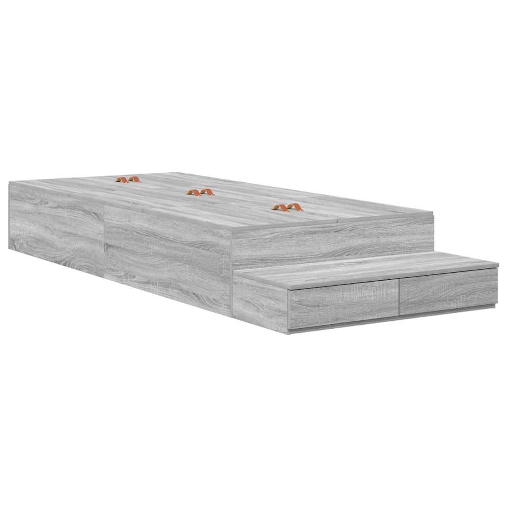 Krevet s ladicama Siva Sonoma 90 cm Konstruirano drvo