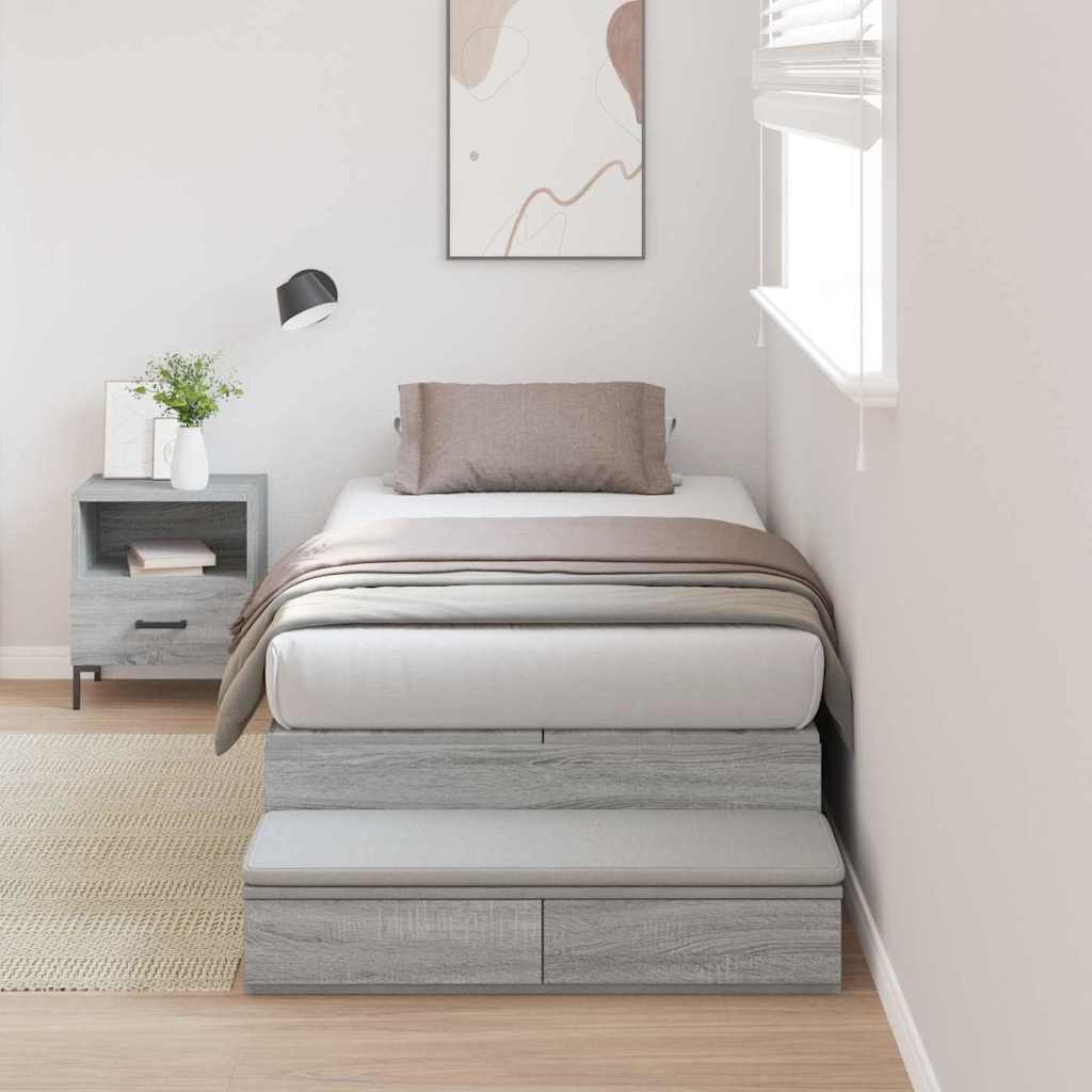 Krevet s ladicama Siva Sonoma 100 cm Konstruirano drvo