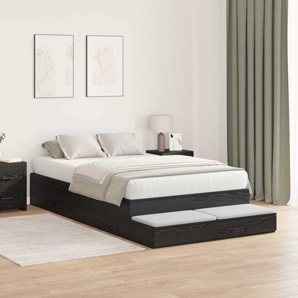 Krevet s ladicama Crni hrast 120 cm Konstruirano drvo