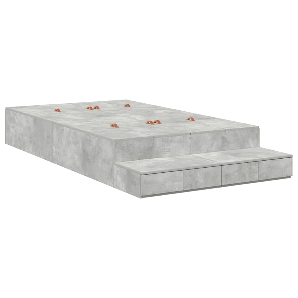 Krevet s ladicama Betonski sivi 120 cm Konstruirano drvo