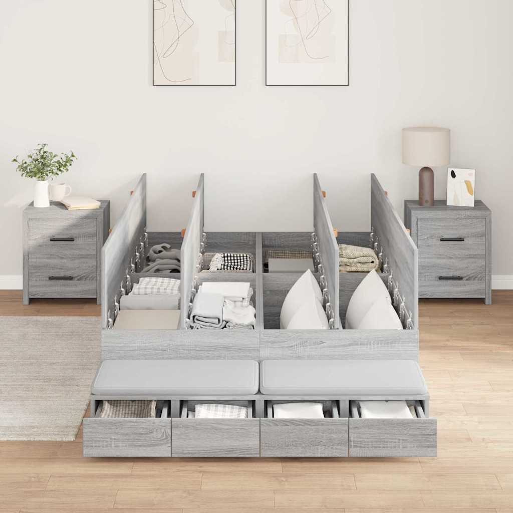 Krevet s ladicama Siva Sonoma 120 cm Konstruirano drvo