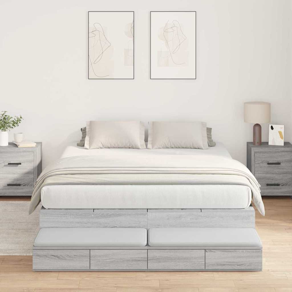 Krevet s ladicama Siva Sonoma 140 cm Konstruirano drvo