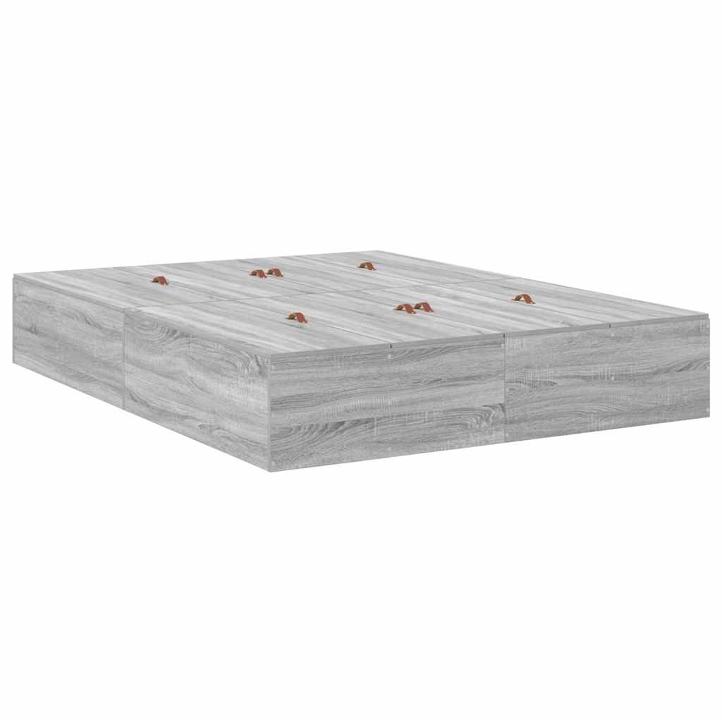 Krevet s ladicama Siva Sonoma 140 cm Konstruirano drvo