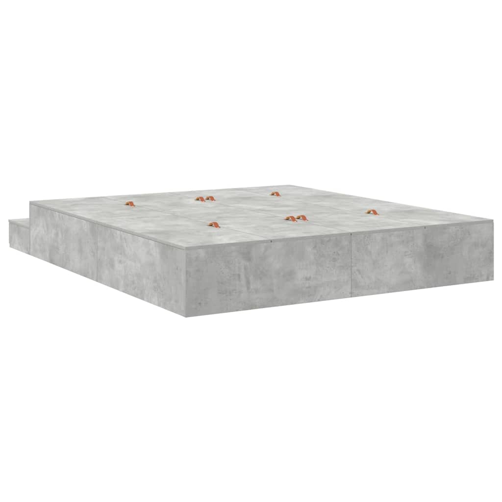 Krevet s ladicama Betonski sivi 180 cm Konstruirano drvo
