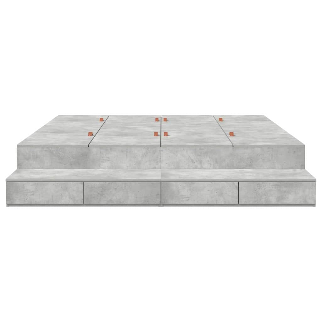 Krevet s ladicama Betonski sivi 180 cm Konstruirano drvo