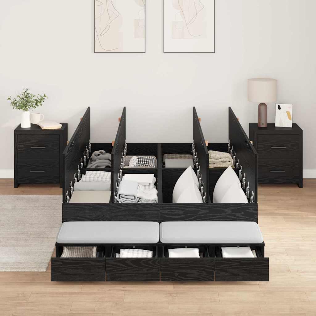 Krevet s ladicama Crni hrast 120 cm Konstruirano drvo