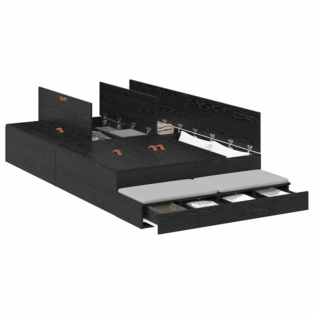 Krevet s ladicama Crni hrast 120 cm Konstruirano drvo