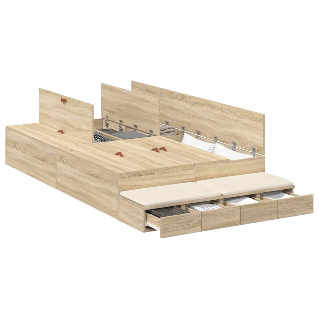 Krevet s ladicama Sonoma hrast 120 cm Konstruirano drvo