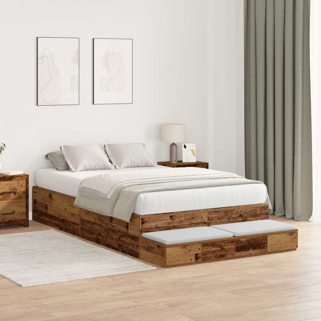 Krevet s ladicama Staro drvo 120 cm Konstruirano drvo