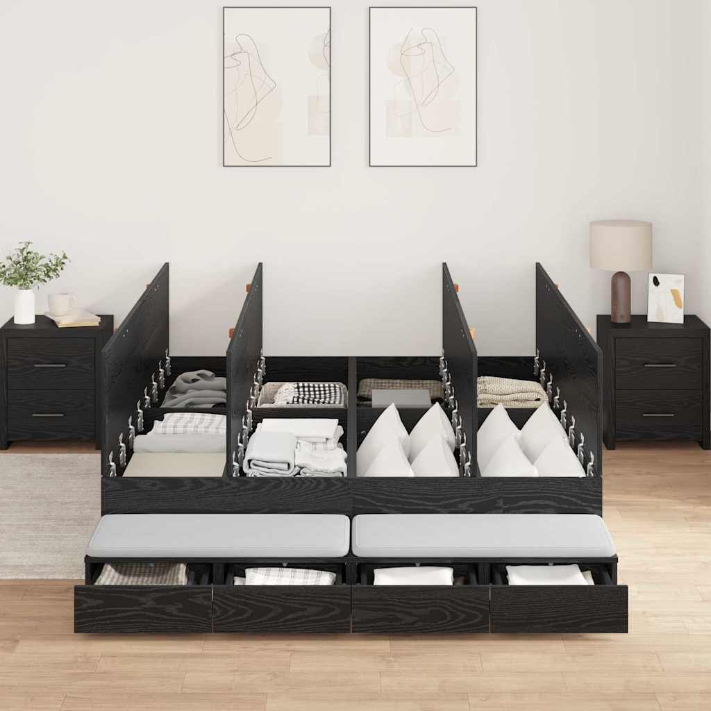 Krevet s ladicama Crni hrast 140 cm Konstruirano drvo