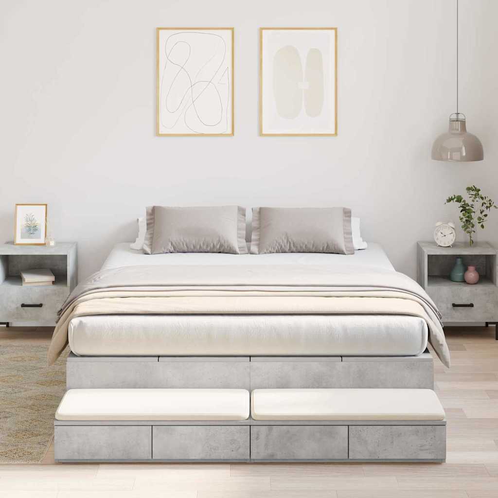 Krevet s ladicama Betonski sivi 140 cm Konstruirano drvo