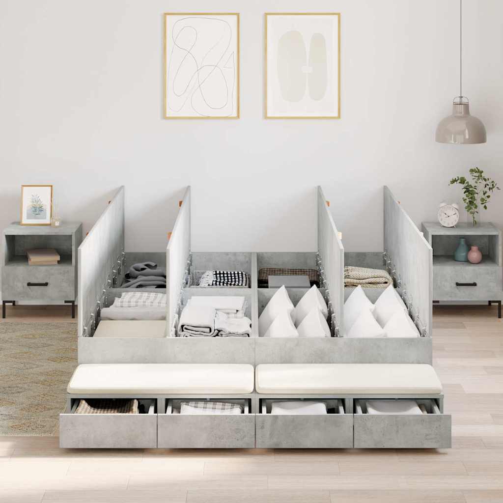 Krevet s ladicama Betonski sivi 140 cm Konstruirano drvo