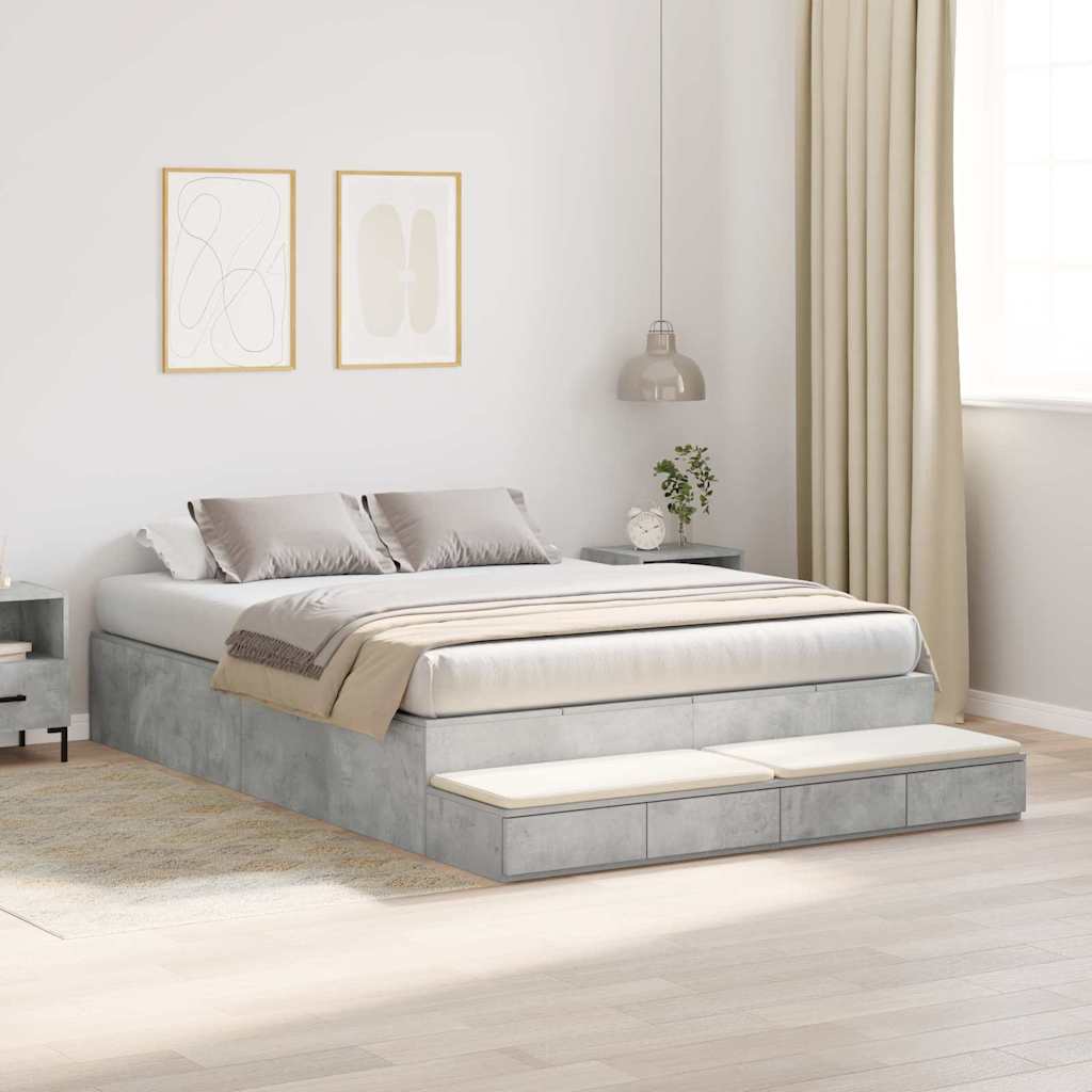 Krevet s ladicama Betonski sivi 140 cm Konstruirano drvo