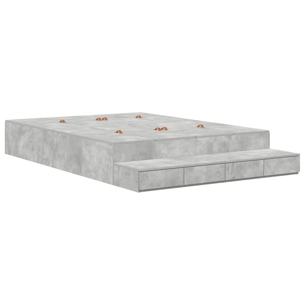 Krevet s ladicama Betonski sivi 140 cm Konstruirano drvo