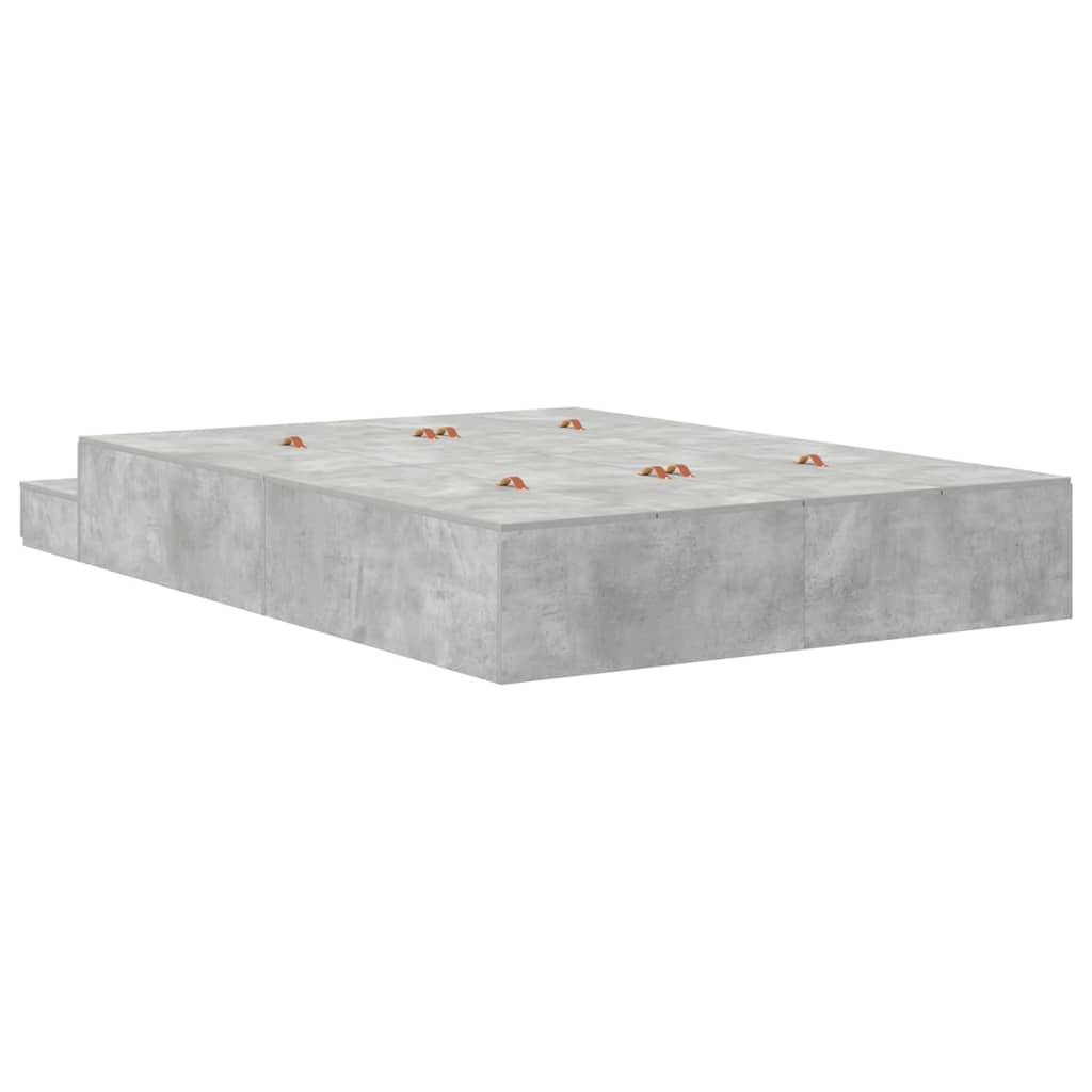Krevet s ladicama Betonski sivi 140 cm Konstruirano drvo