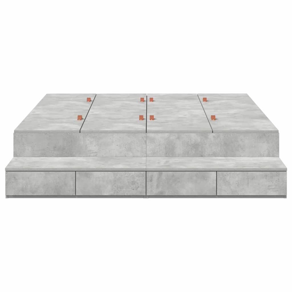 Krevet s ladicama Betonski sivi 140 cm Konstruirano drvo
