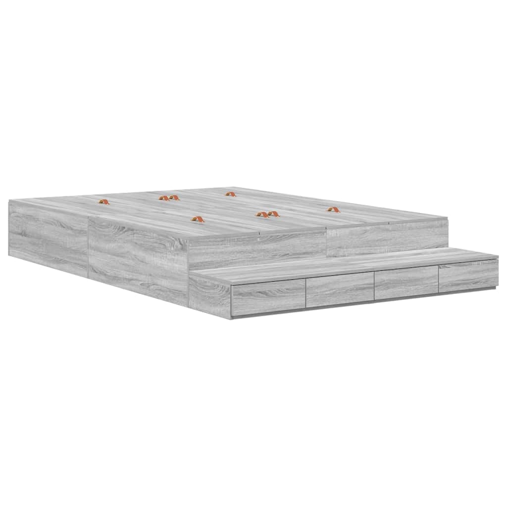 Krevet s ladicama Siva Sonoma 135 cm Konstruirano drvo
