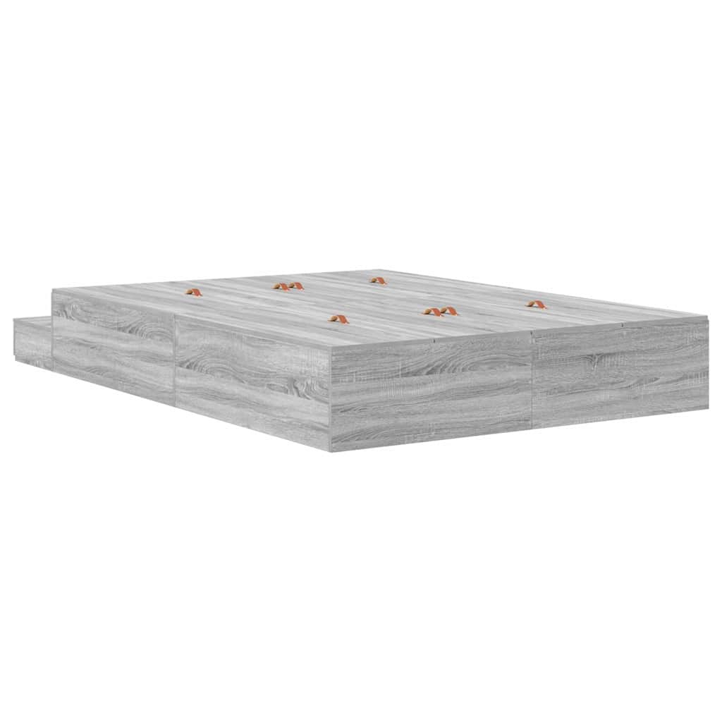 Krevet s ladicama Siva Sonoma 135 cm Konstruirano drvo