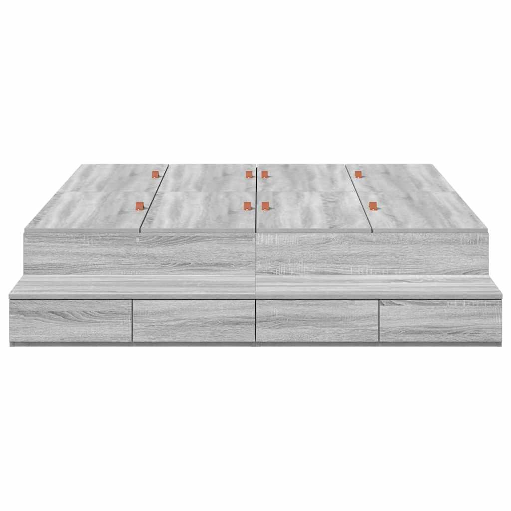 Krevet s ladicama Siva Sonoma 135 cm Konstruirano drvo
