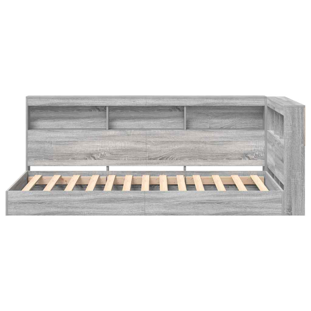 Krevet s policama s uzglavljem Sivi hrast sonoma 100 x 200 cm