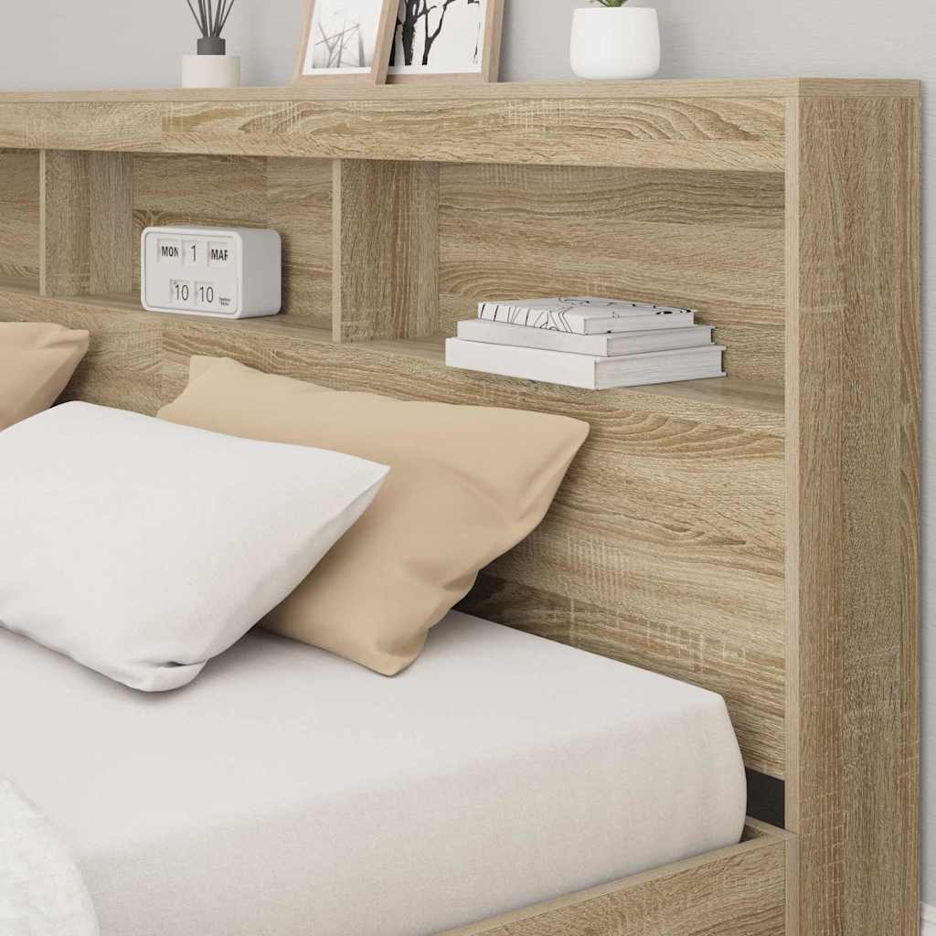 Krevet s policama sonoma hrast 180 x 200 cm Konstruirano drvo
