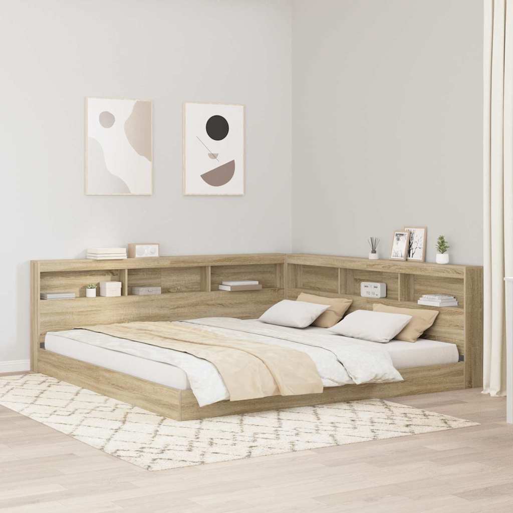 Krevet s policama sonoma hrast 180 x 200 cm Konstruirano drvo