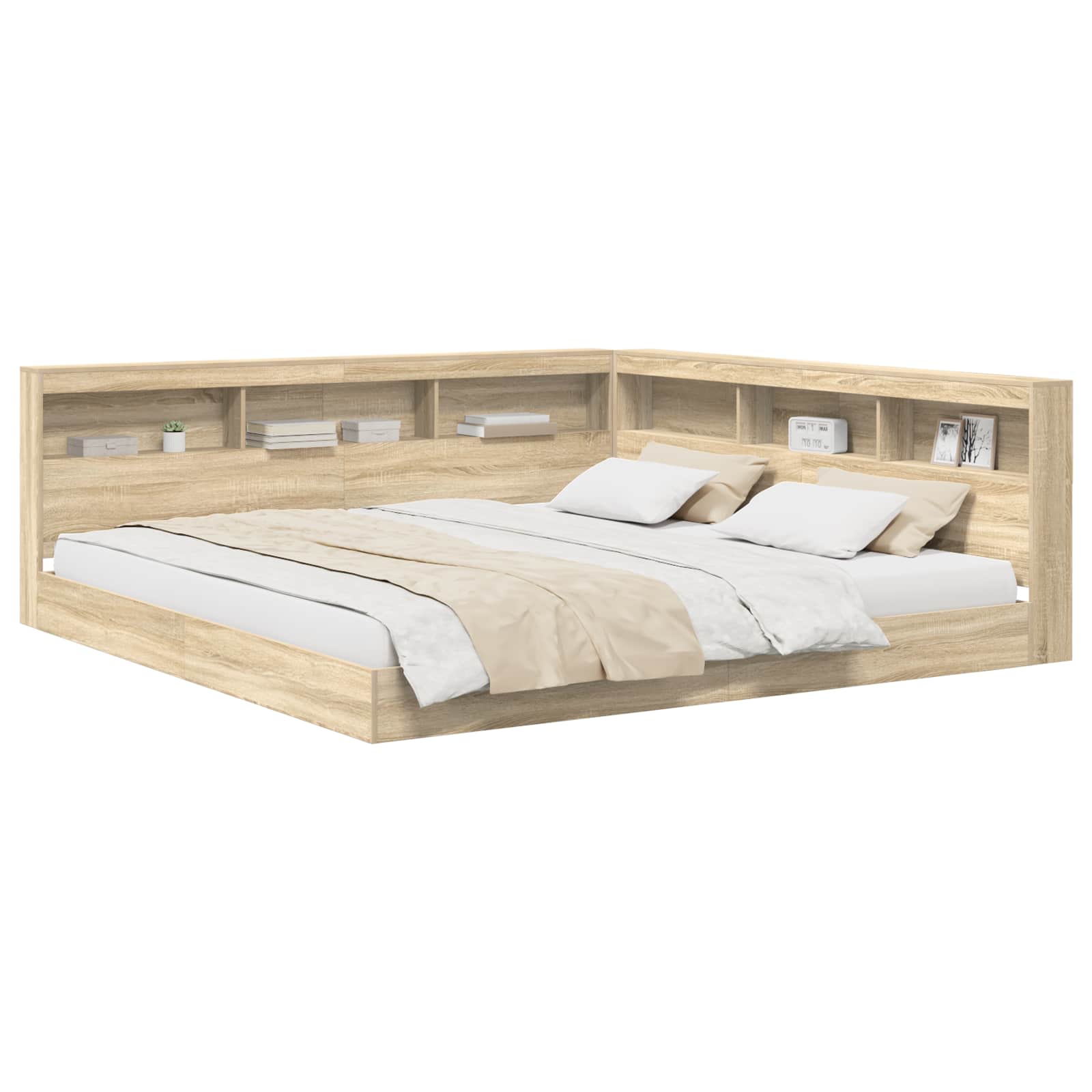 Krevet s policama sonoma hrast 180 x 200 cm Konstruirano drvo