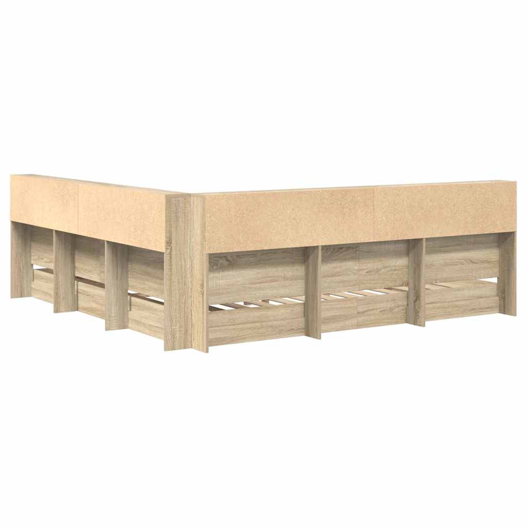 Krevet s policama sonoma hrast 180 x 200 cm Konstruirano drvo