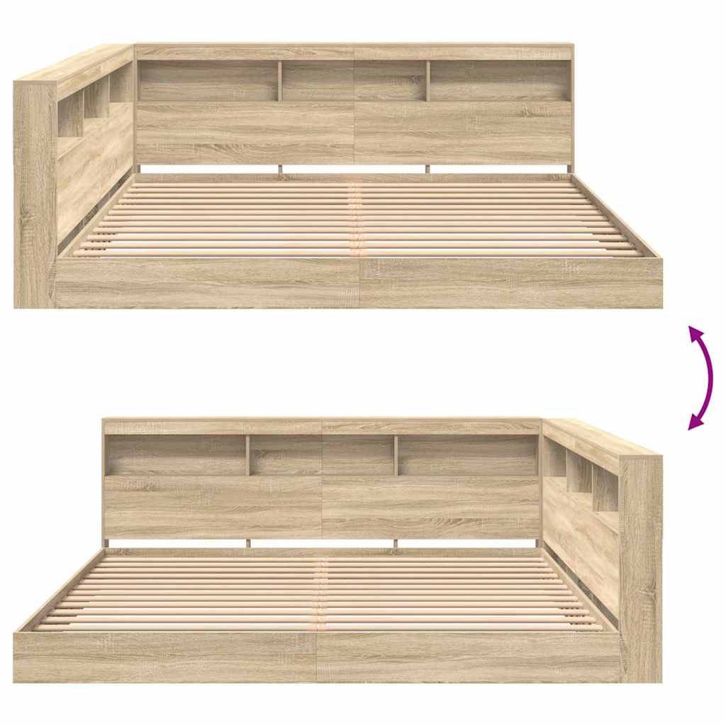 Krevet s policama sonoma hrast 180 x 200 cm Konstruirano drvo