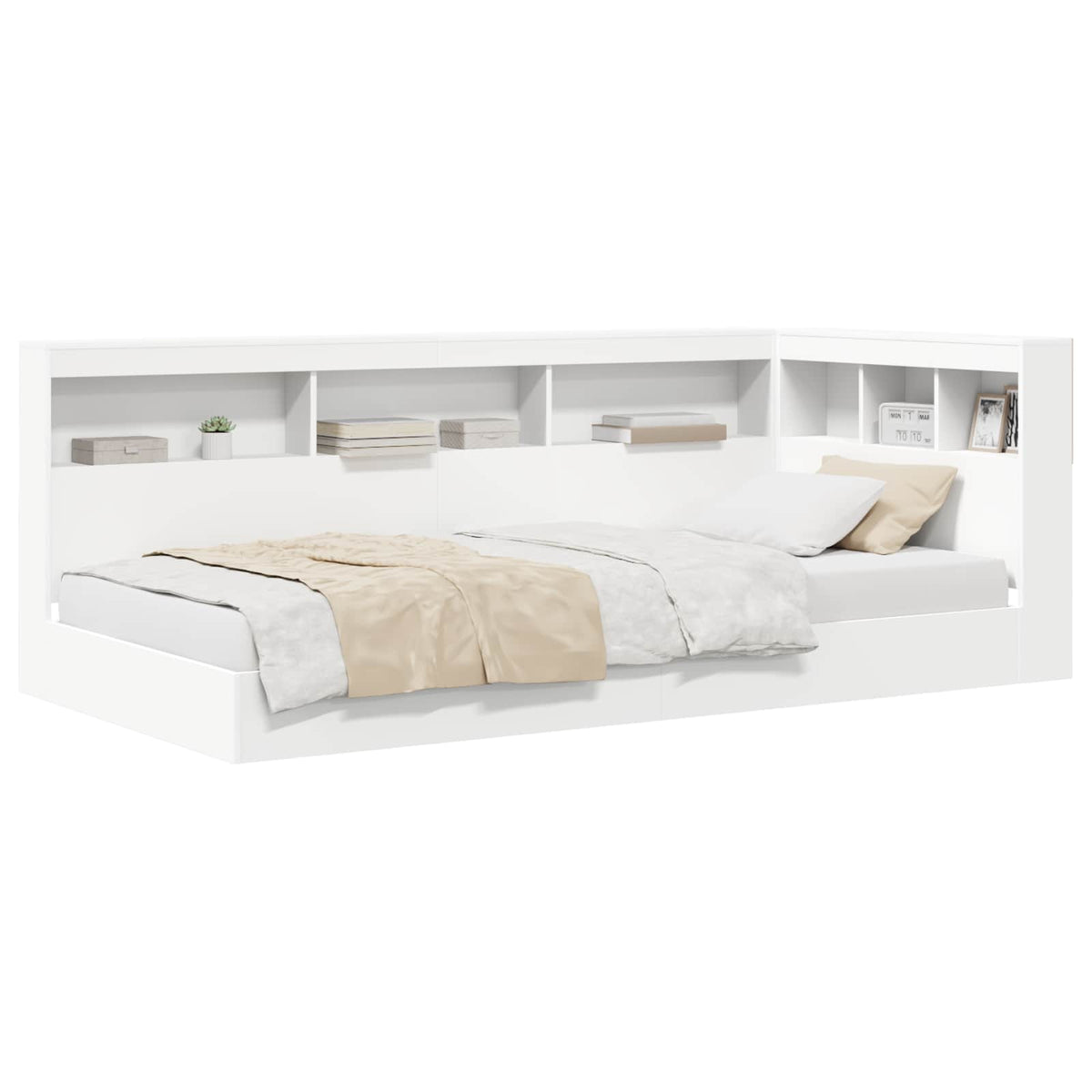 Krevet s policama Bijelo 90 x 190 cm Konstruirano drvo